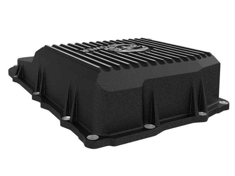 aFe 18-25 Jeep Wrangler JL V6 Transmission Pan - Black w/ Machined Fins - Image 3