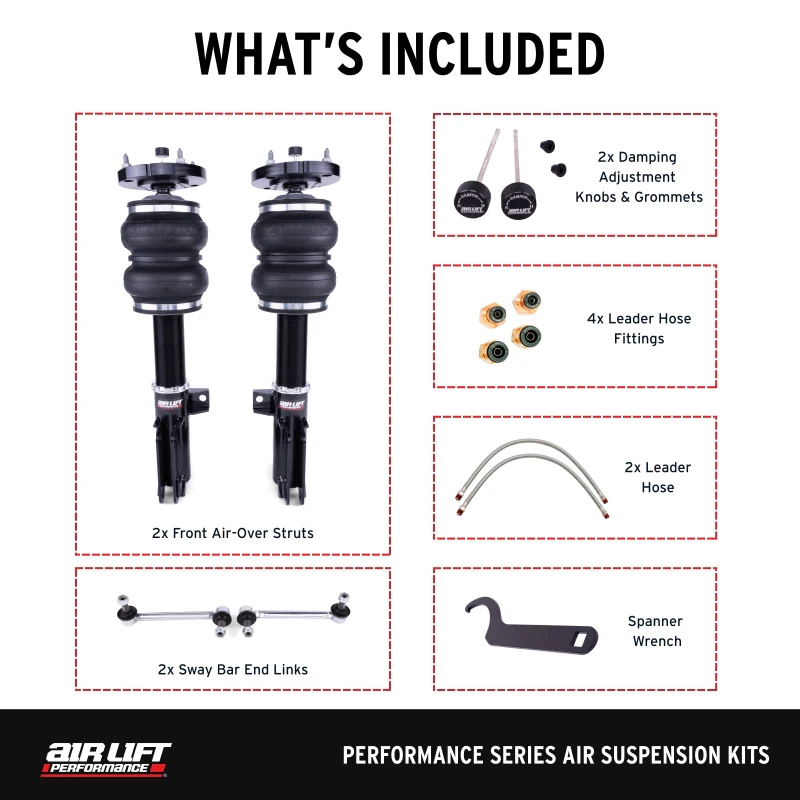 Air Lift Performance 2005-2014 Ford Mustang (S197) Front Kit (3/8 Fittings Not Included) - Image 3