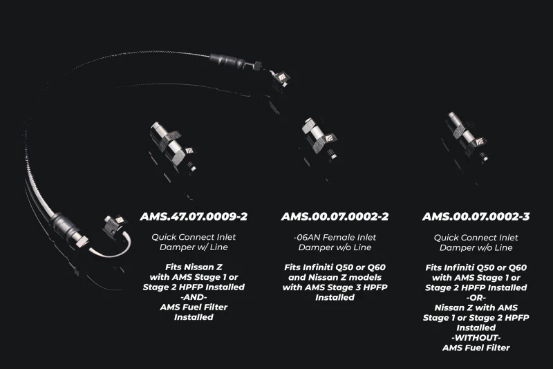 AMS Performance 5/16 Quick Connect to -6AN Inline Fuel Pulsation Damper w/ -6AN Fuel Line - Image 3