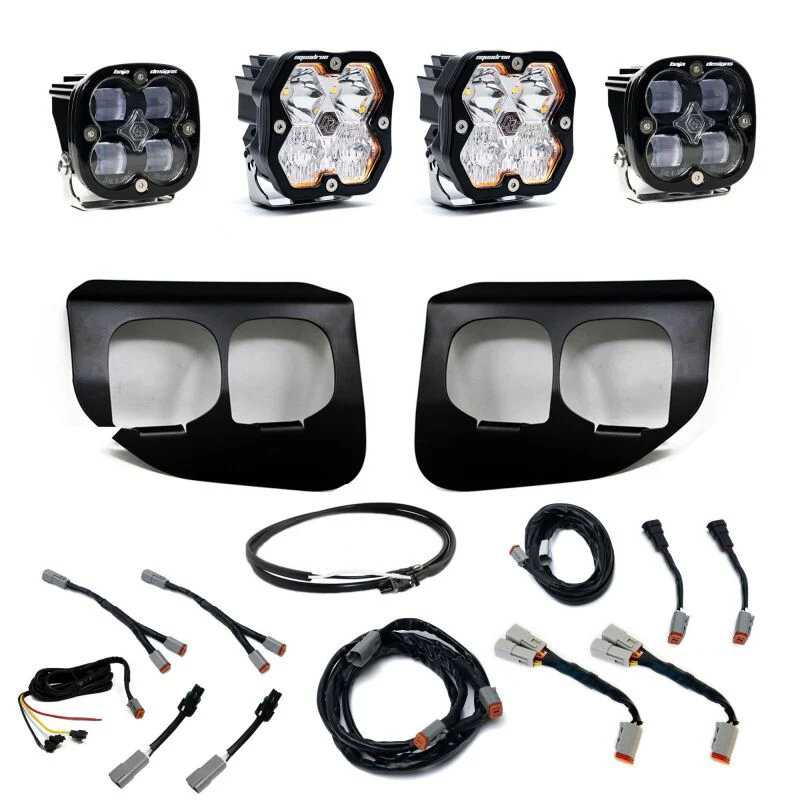 Baja Designs 20-22 Ford SD Squadron 2.0 SAE/Sport Dual Fog Pkt Kit w/Upfitter (Drv/Combo) - Clear