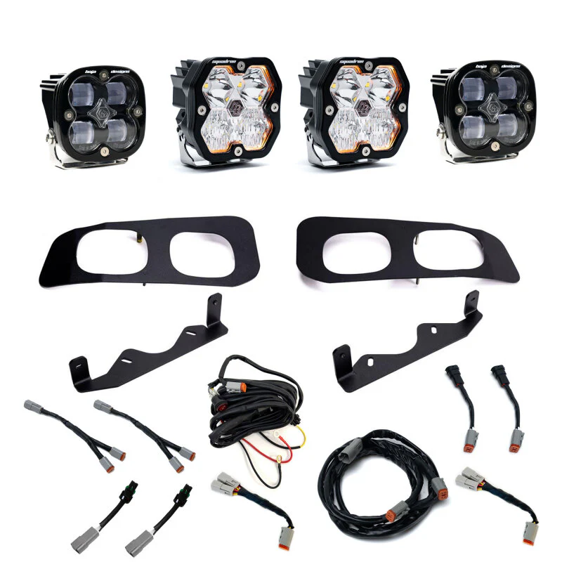 Baja Designs 23-25 Ford Super Duty Squadron Sport/SAE 2.0 Dual Fog Pocket Kit (Diving/Combo) - Clear