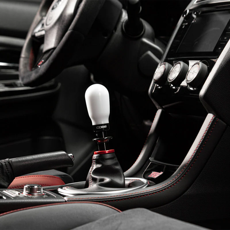 Cobb Subaru 6-Speed Tall Weighted COBB Shift Knob - White (Incl. Both Red + Blk Collars) - Image 4