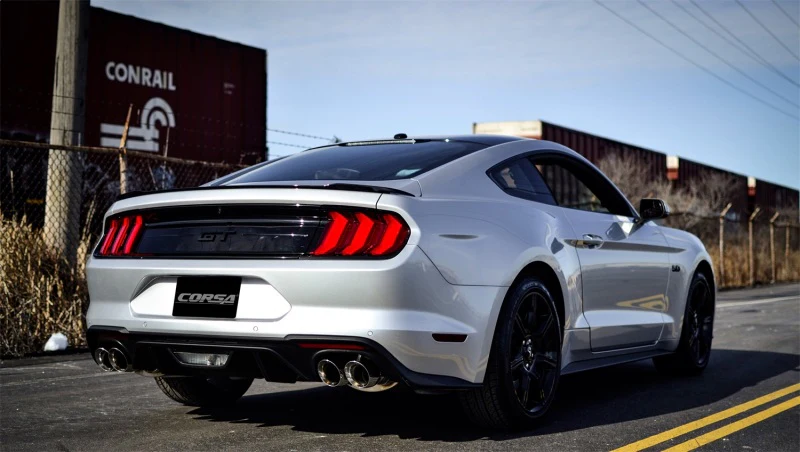 Corsa 2018-2023 Ford Mustang GT Fastback 5.0L 3in Cat-Back System Dual Rear Exit w/ 4in Black Tips - Image 4