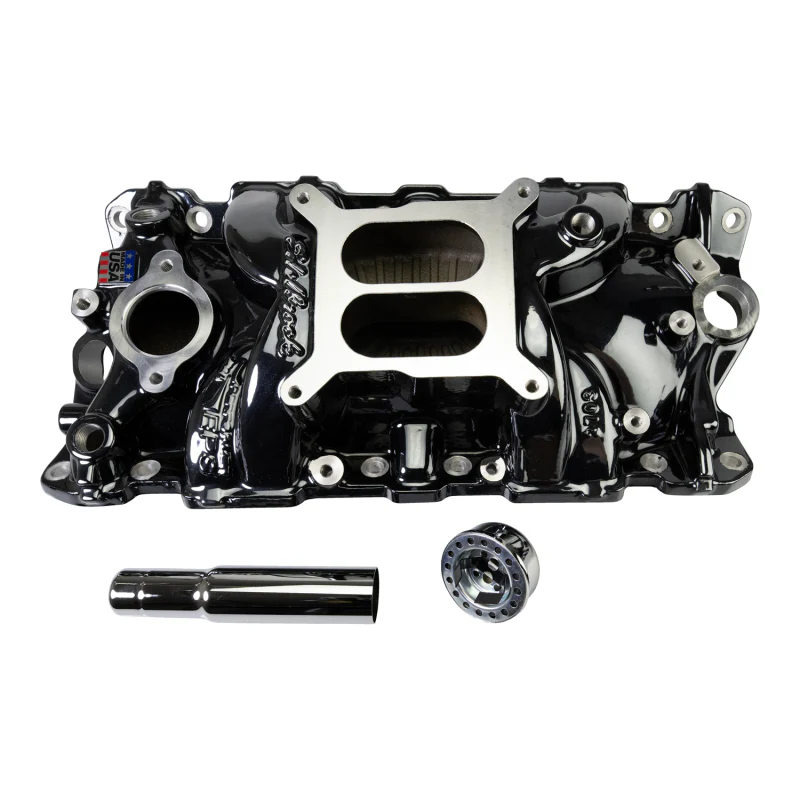 Edelbrock Chevy SB Performer EPS Manifold w/ Oil Fill Tube - Black Plasma - Image 2