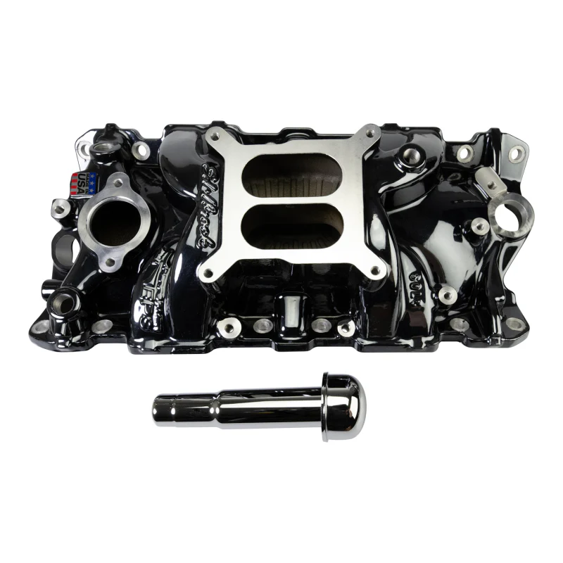 Edelbrock Chevy SB Performer EPS Manifold w/ Oil Fill Tube - Black Plasma - Image 5