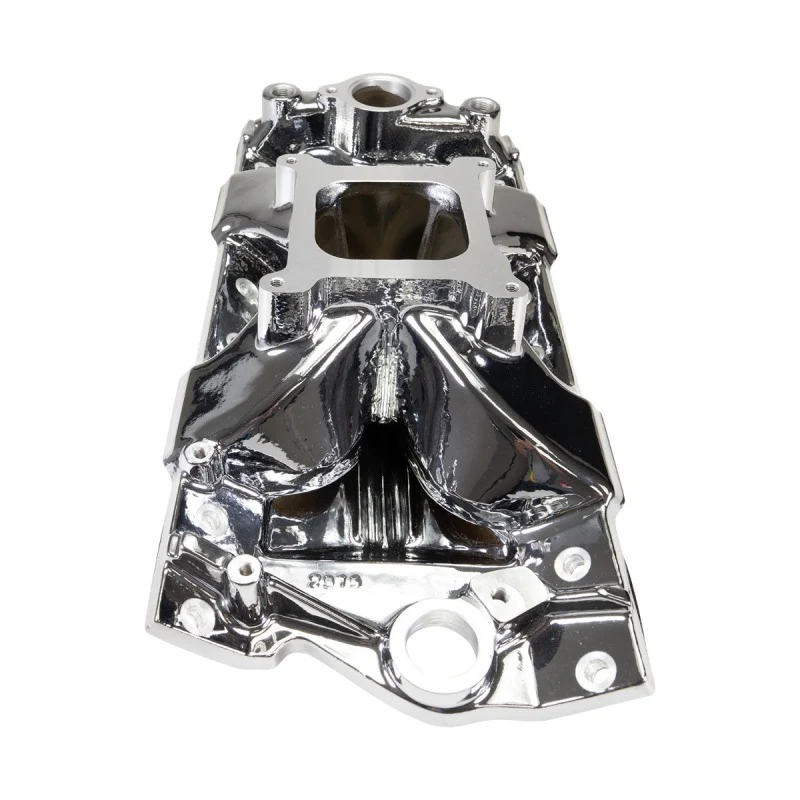 Edelbrock Chevy SB Victor Jr. 23 Degree Intake Manifold - Chrome Plasma Finish - Image 5