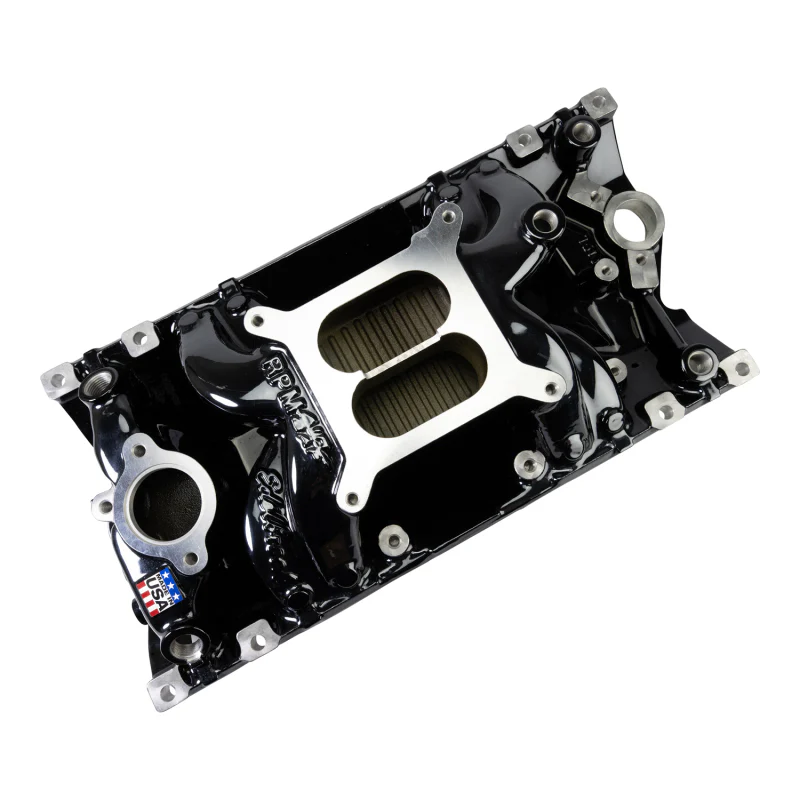 Edelbrock RPM Air-Gap Manifold for Small-Block Chevy Vortec - Black Plasma Finish - Image 3