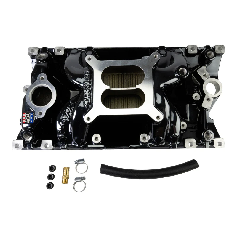 Edelbrock RPM Air-Gap Manifold for Small-Block Chevy Vortec - Black Plasma Finish - Image 4