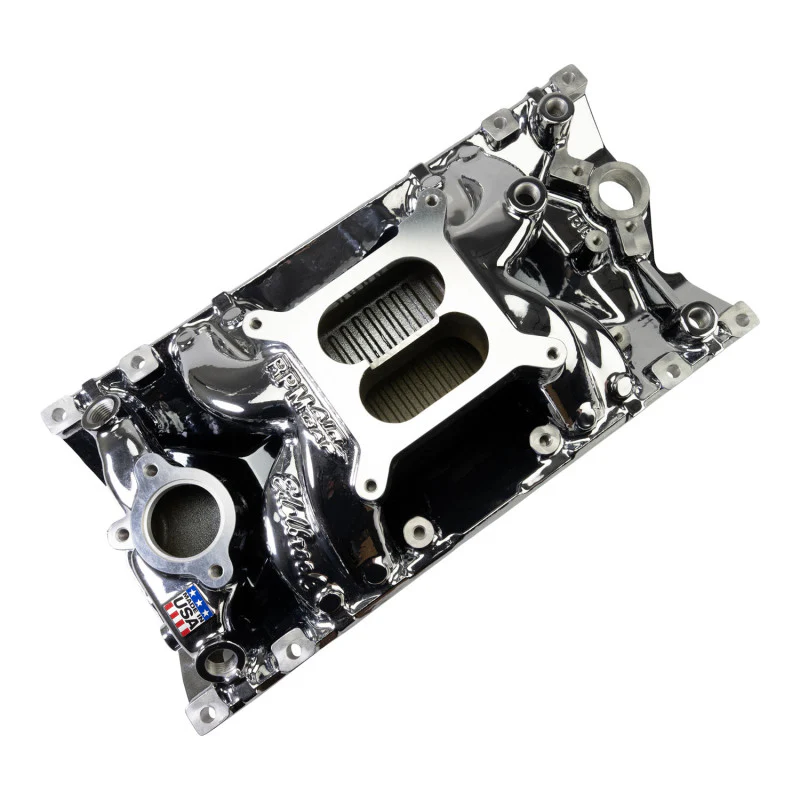 Edelbrock RPM Air-Gap Manifold for Small-Block Chevy Vortec - Chrome Plasma - Image 3