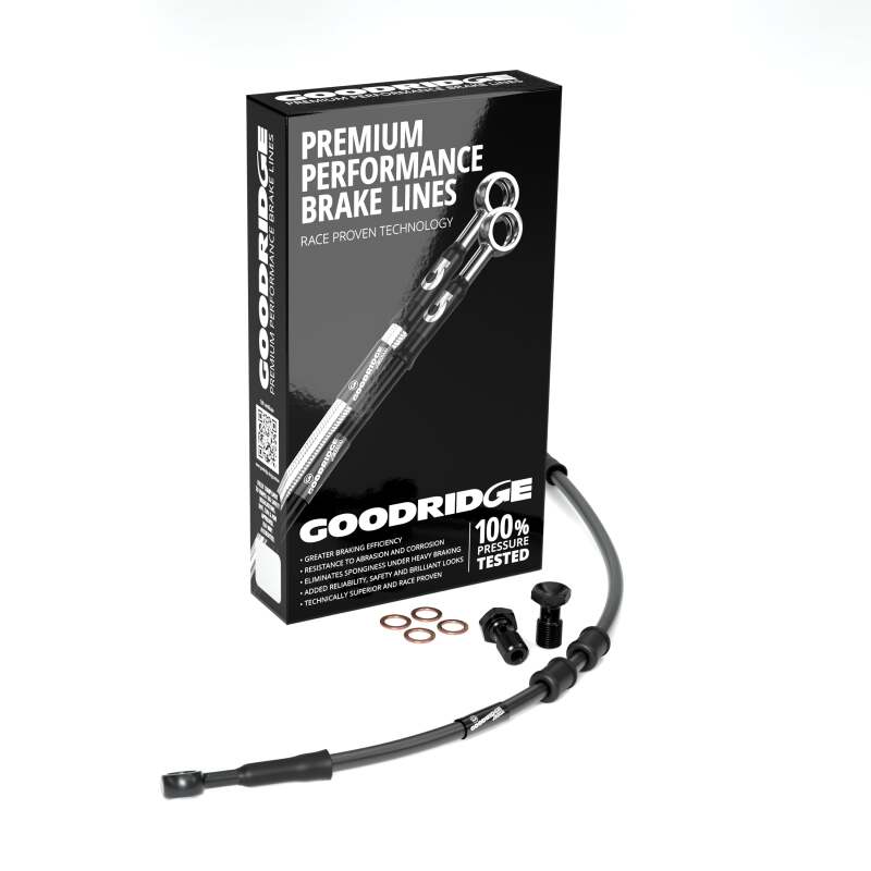 Goodridge 12-16 HD VRSCDX NIGHT ROD -4in Black Brake Line Kit w/Black Fittings