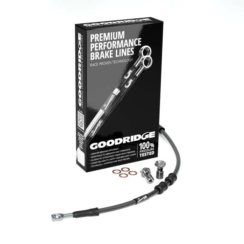 Goodridge 18-23 HD FLHC/FLHCS (w/ABS) +2in Black Brake Line Kit w/Stainless Steel Fittings