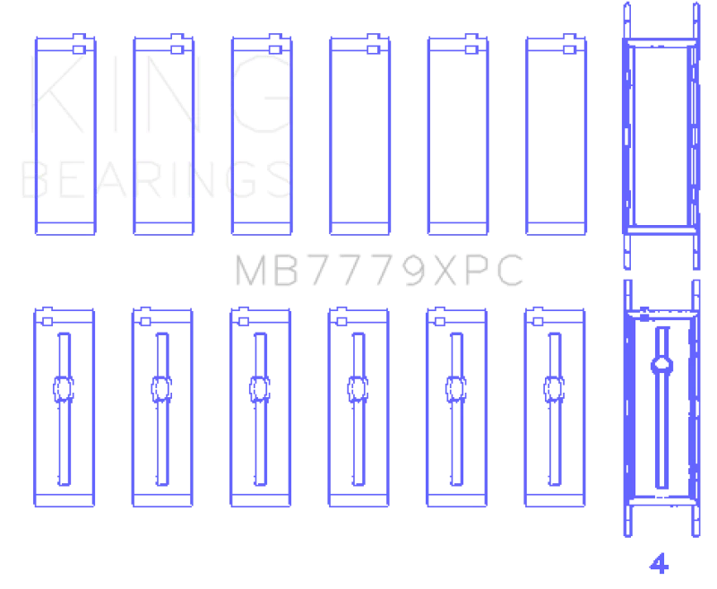 King Engine Bearings BMW B58B30A (Size 0.26) Coated Performance Main Bearing Set