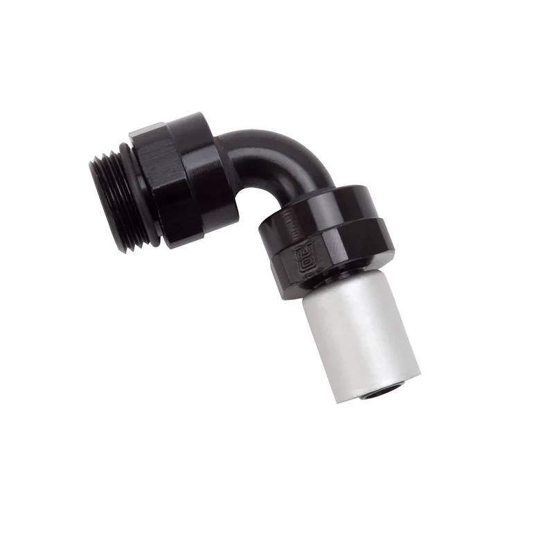 Russell Hose End Crimp On 10 Sae Port Male To -8 Hose 90 Deg Swivel Blk Anodized