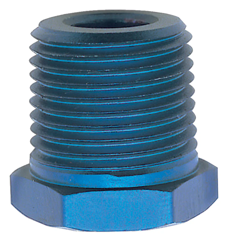 Russell Performance 1/4in Male to 1/8in Female Pipe Bushing Reducer (Blue) - Image 2