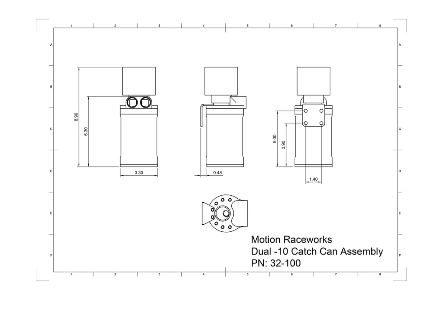 Top Loader Billet Internally Baffled Oil Catch Can (Dual 10AN Port) - Image 9